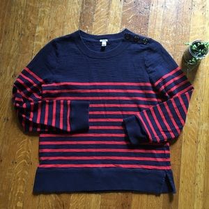 J. Crew nautical striped tortoise-button popover
